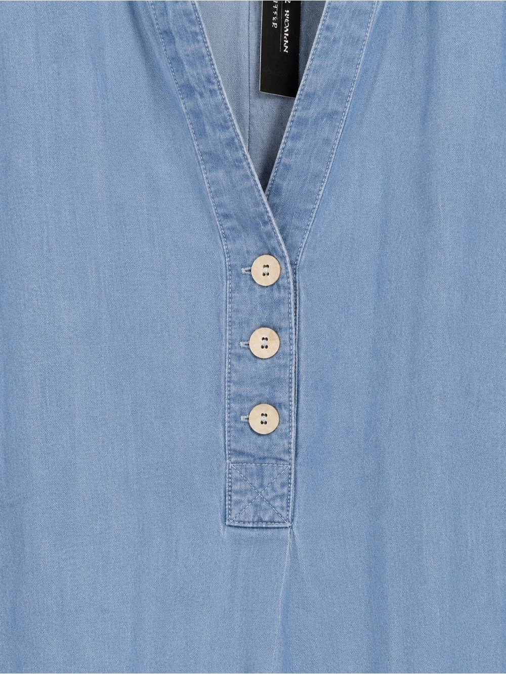 Zac & Rachel 1X Chambray Popover Tunic Button Back Top - Picture 4 of 6